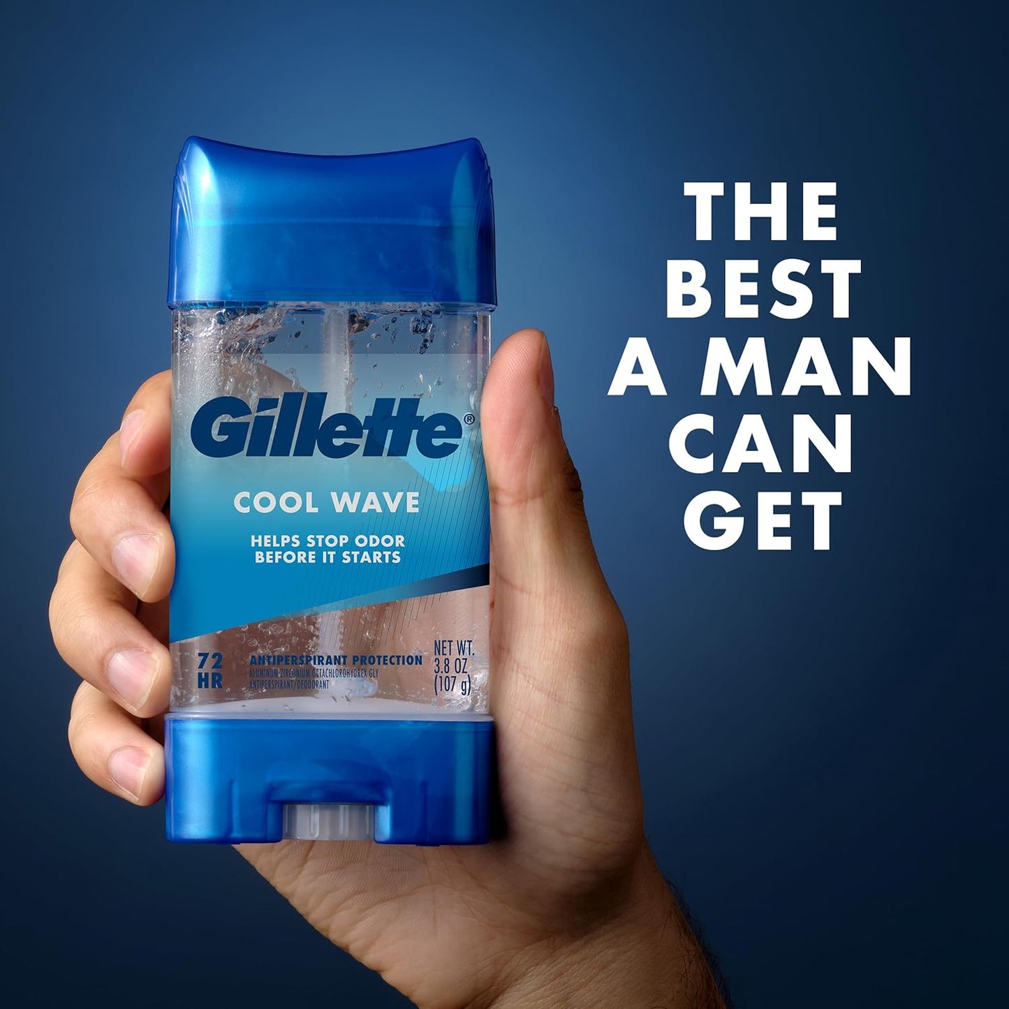 Gillette 72hr Clinical Strength Antiperspirant for Men, Cool Wave Clear Gel, Skin Safe Prescription Equivalent Sweat Blocking Without a Doctor Visit (Pack of 4)