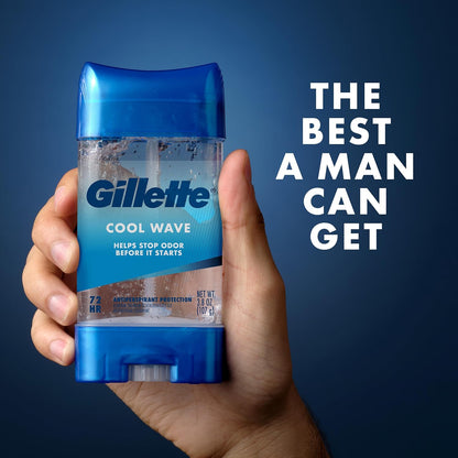 Gillette 72hr Clinical Strength Antiperspirant for Men, Cool Wave Clear Gel, Skin Safe Prescription Equivalent Sweat Blocking Without a Doctor Visit (Pack of 4)