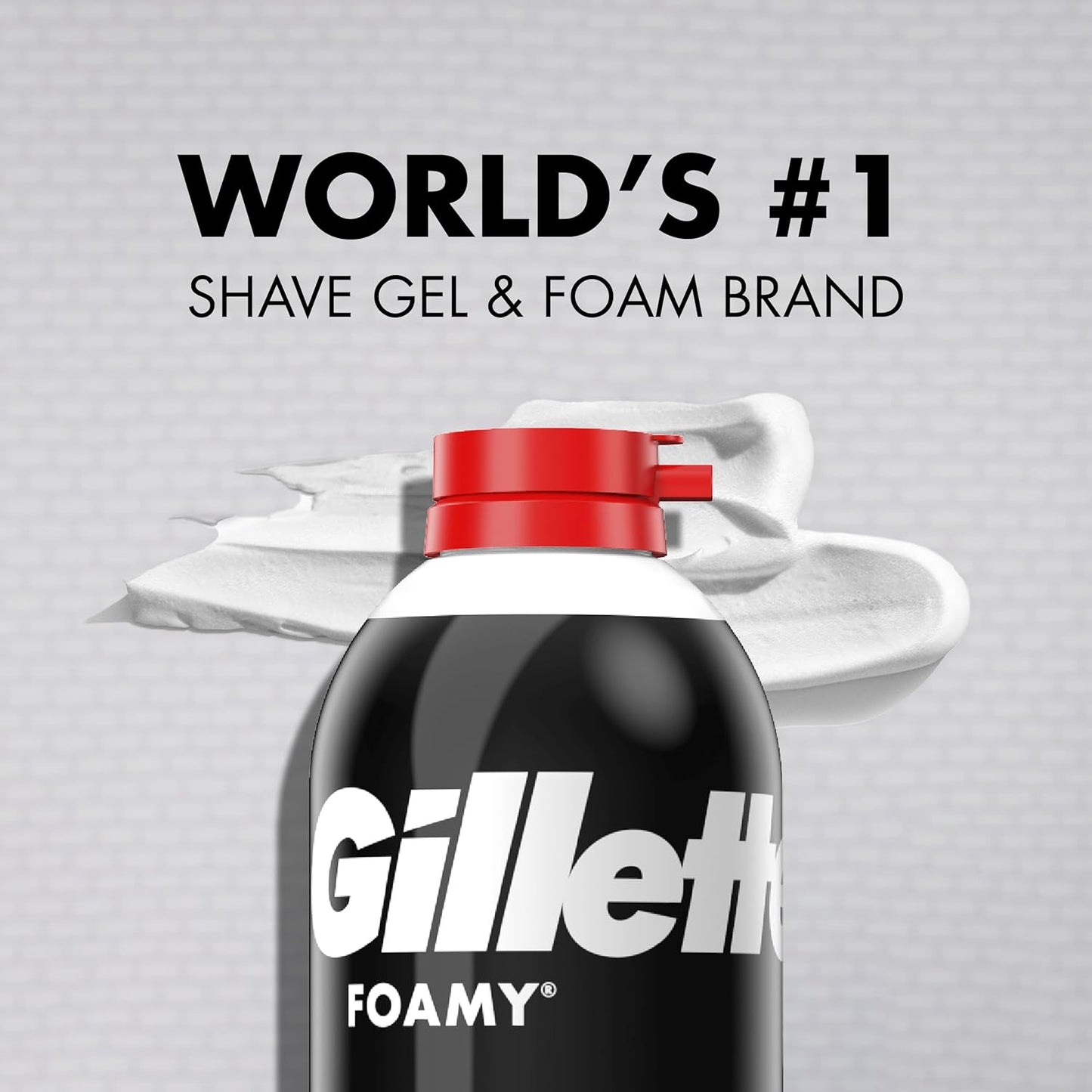 Gillette Foamy Classic Shave Foam for Men, Hydrating Sensitive-Skin Shave Cream for Home Bathroom Self-Care, 14.9 Oz