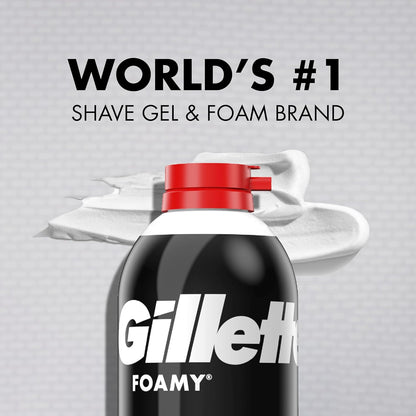 Gillette Foamy Classic Shave Foam for Men, Hydrating Sensitive-Skin Shave Cream for Home Bathroom Self-Care, 14.9 Oz