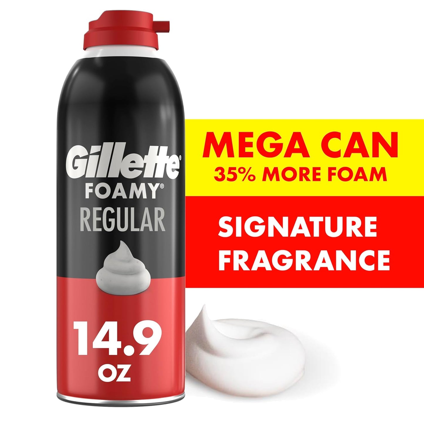 Gillette Foamy Classic Shave Foam for Men, Hydrating Sensitive-Skin Shave Cream for Home Bathroom Self-Care, 14.9 Oz