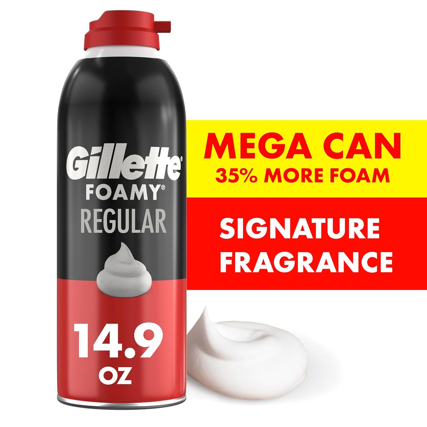 Gillette Foamy Classic Shave Foam for Men, Hydrating Sensitive-Skin Shave Cream for Home Bathroom Self-Care, 14.9 Oz