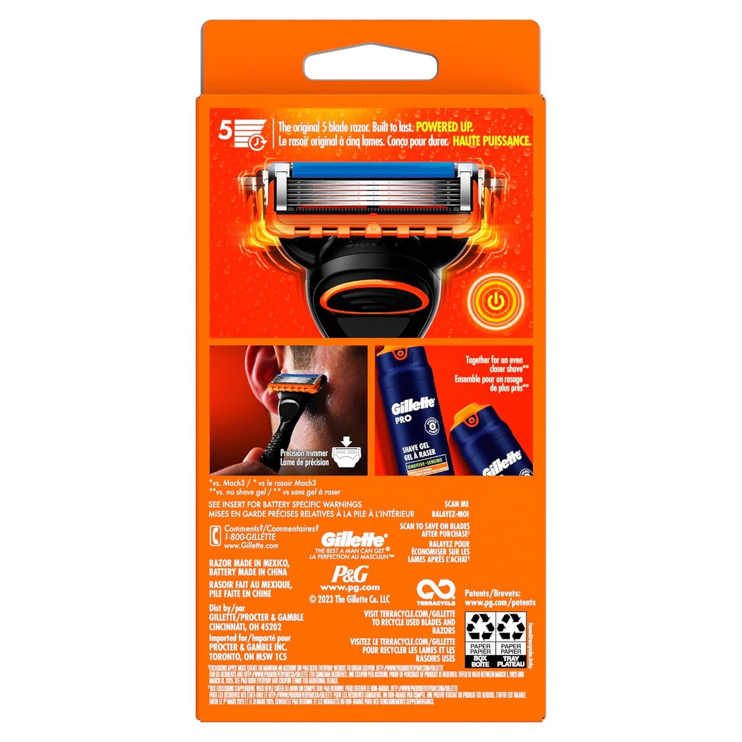 Gillette Fusion5 Power Razor for Men – Travel-Ready Battery Shaver for Hotel and Gym Bag Use