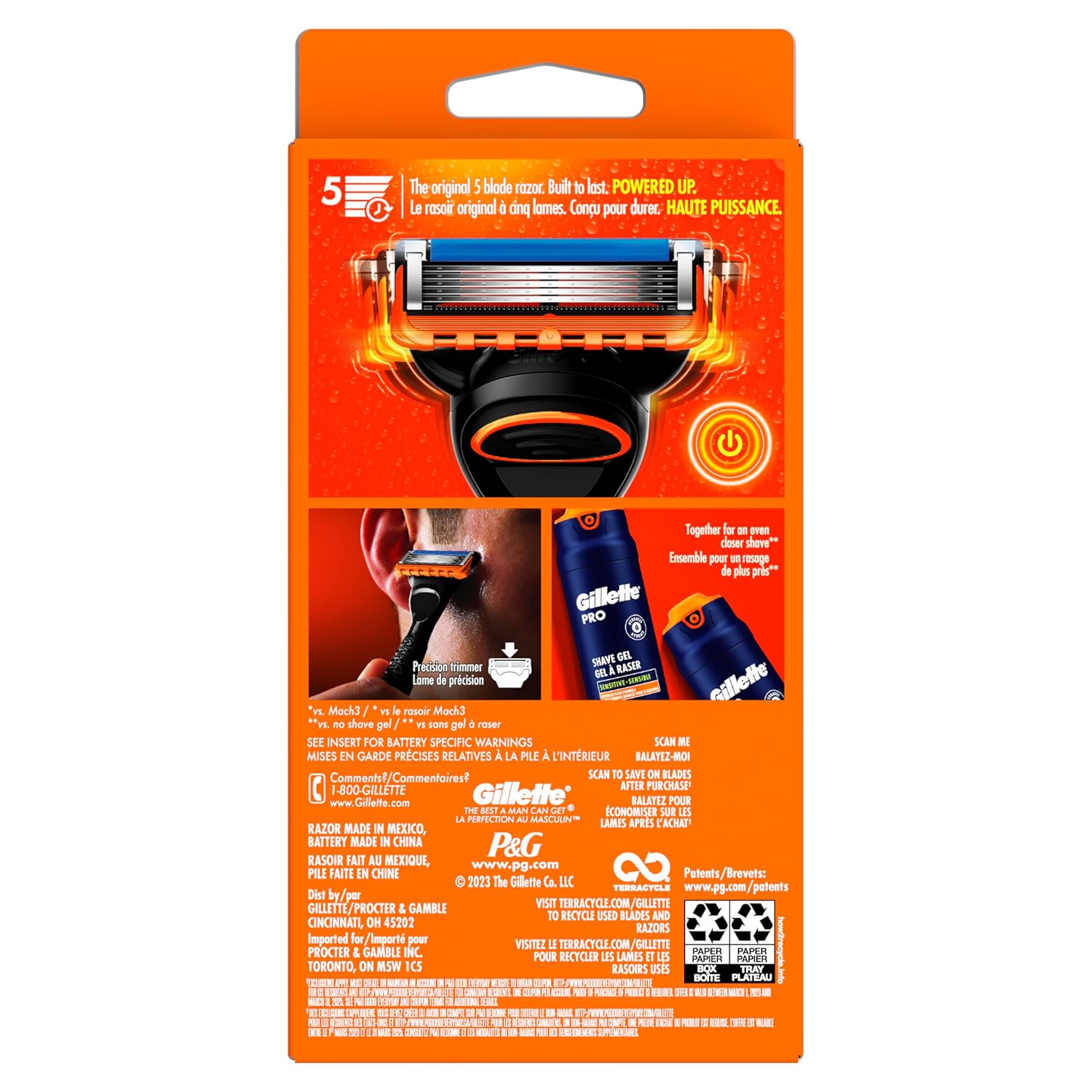 Gillette Fusion5 Power Razor for Men – Travel-Ready Battery Shaver for Hotel and Gym Bag Use