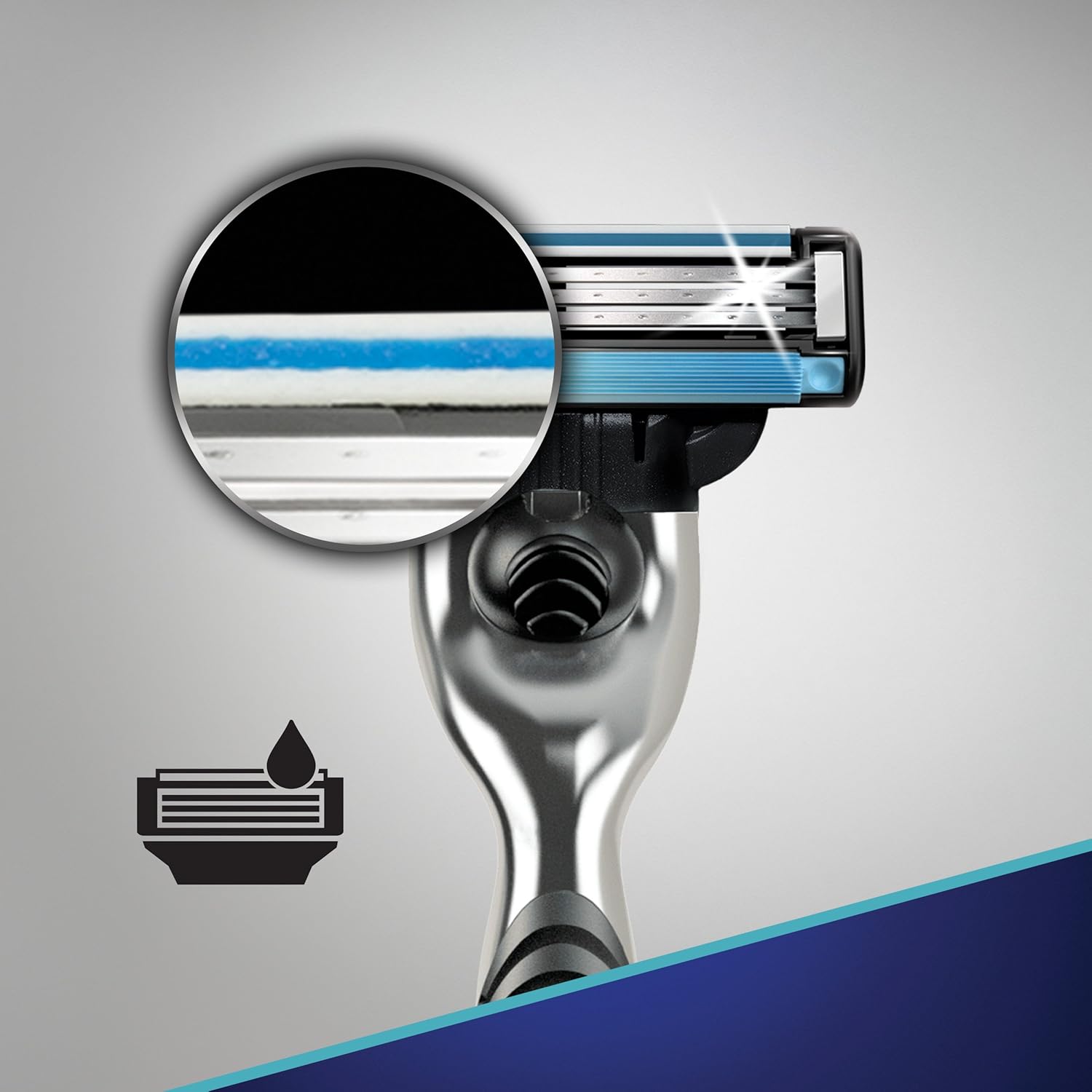 Gillette Mach3 Men's Razor, Sleek Metal Handle for Clutter-Free Vanity Counters