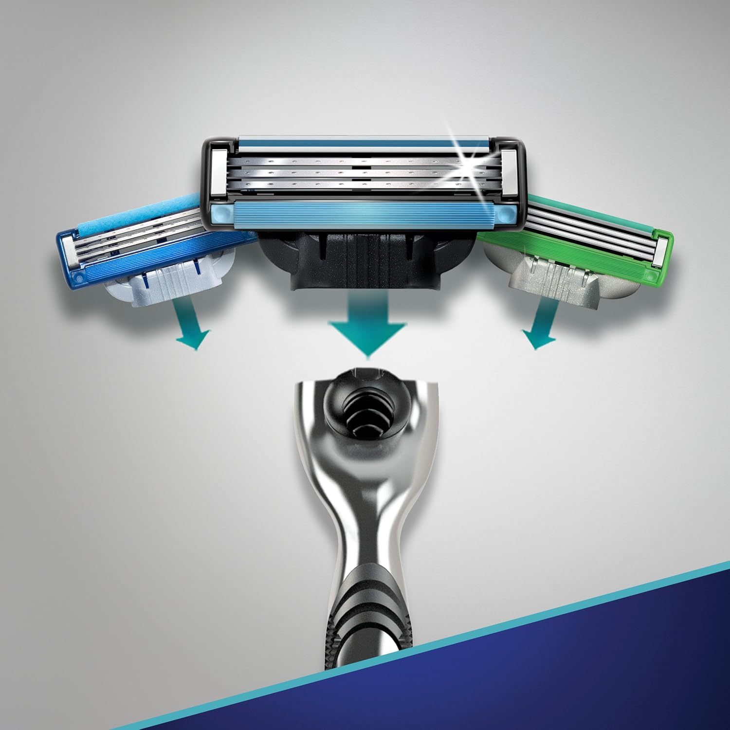 Gillette Mach3 Men's Razor, Sleek Metal Handle for Clutter-Free Vanity Counters