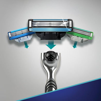 Gillette Mach3 Men's Razor, Sleek Metal Handle for Clutter-Free Vanity Counters