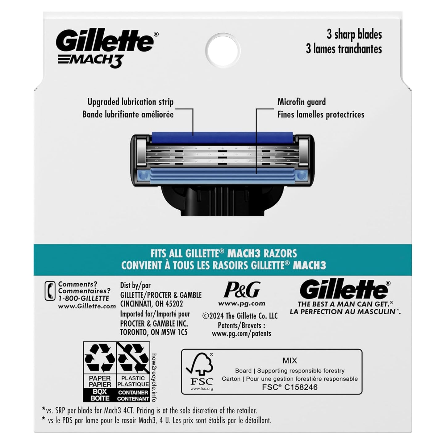 Gillette Mach3 Razor Refills for Men, 12 Count Cartridges for the Minimalist Grooming Drawer
