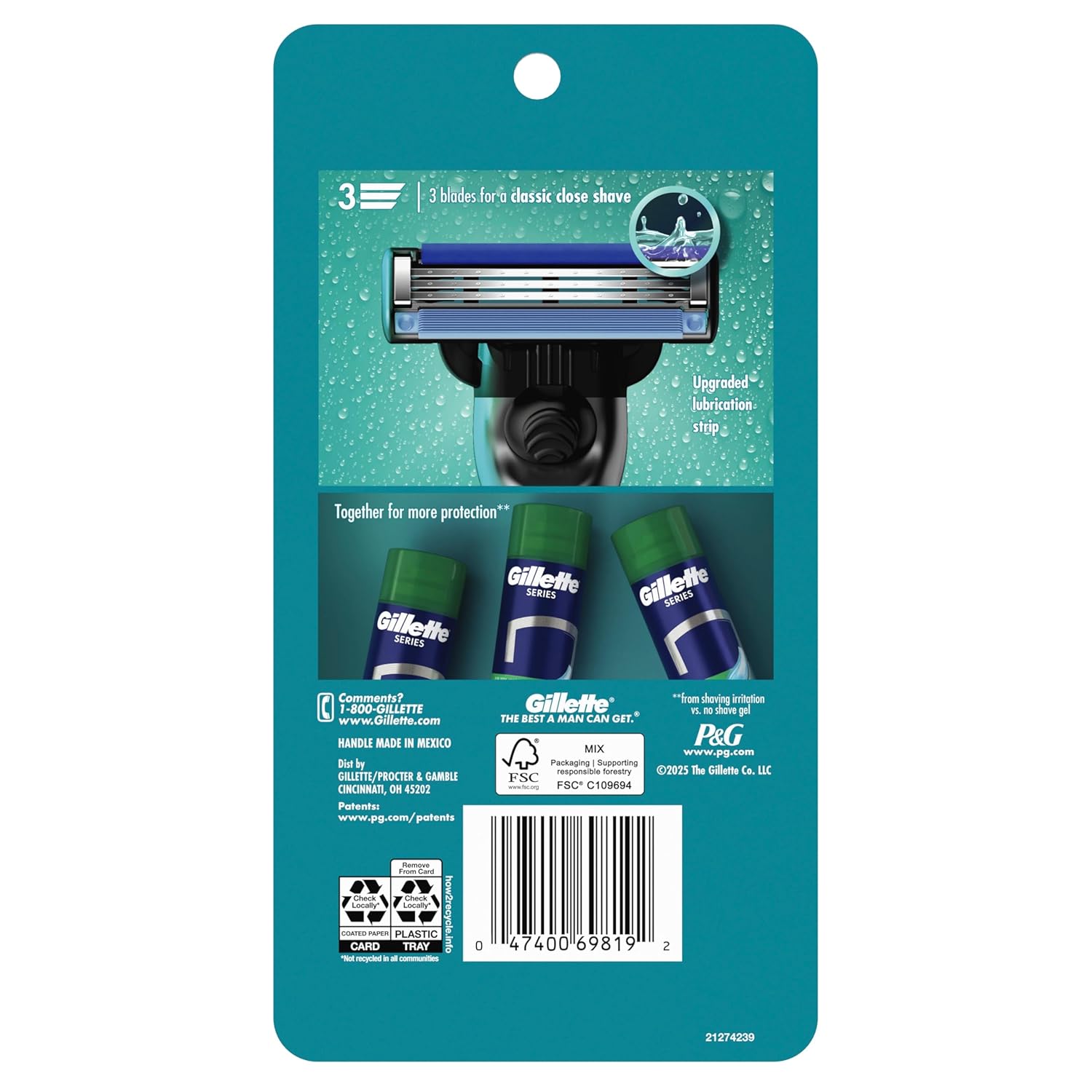 Gillette Mach3 Shaving Set – Thoughtful Father's Day Gift for Dad, 3-Blade Cartridge Refills Bundle
