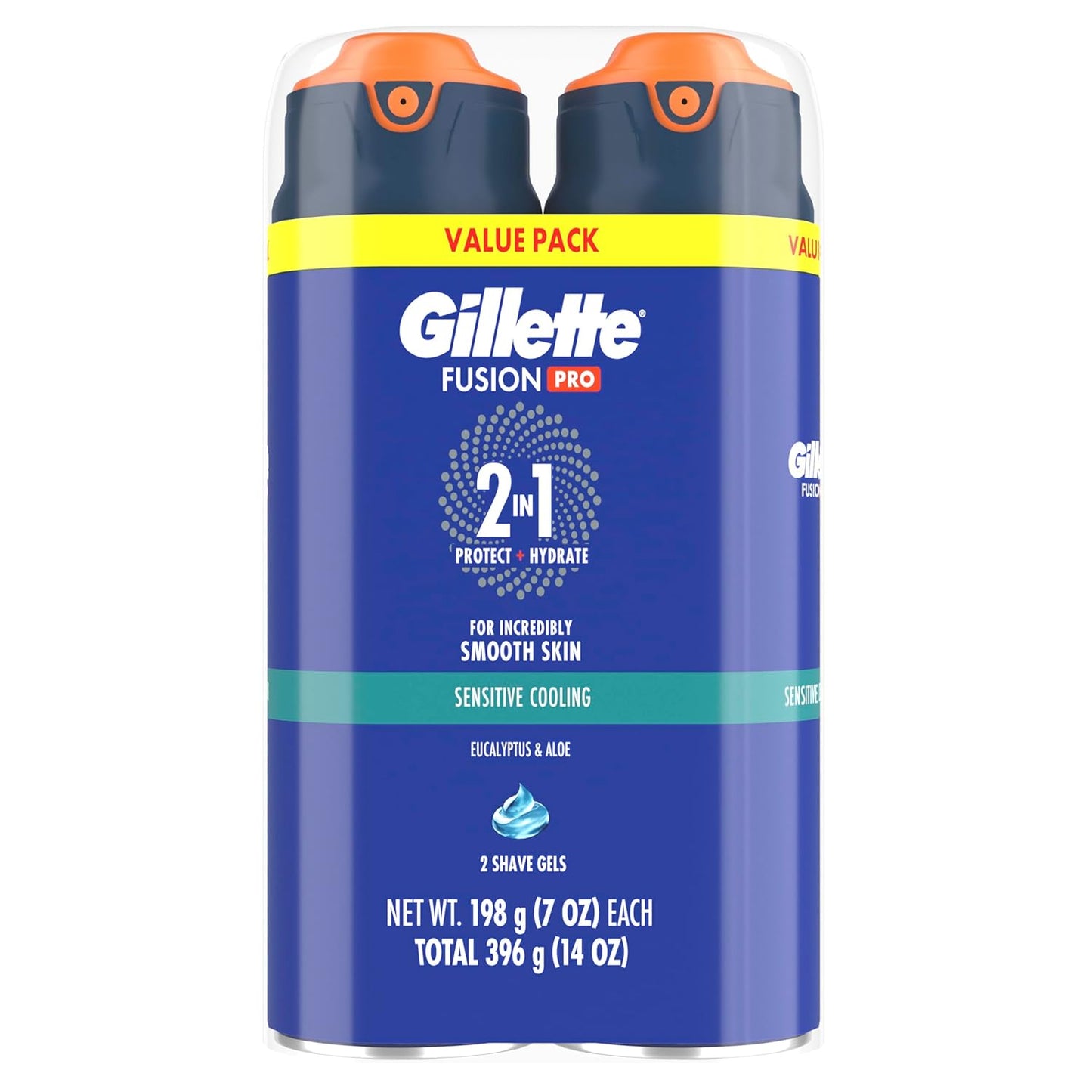 Gillette PRO Shaving Gel for Men – Irritation-Free Shave for Razor Burn and Redness, Sensitive Skin ProGlide Twin Pack 14oz