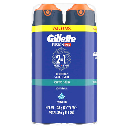 Gillette PRO Shaving Gel for Men – Irritation-Free Shave for Razor Burn and Redness, Sensitive Skin ProGlide Twin Pack 14oz