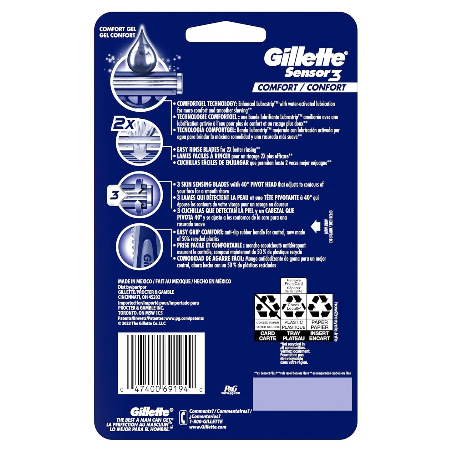 Gillette Sensor3 Comfort Disposable Razors – Clean Design Everyday Shave for the Clutter-Free Bathroom