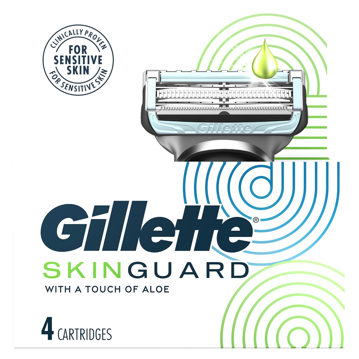 Gillette SkinGuard Blades for Men – Soothing Morning Shave Ritual, 8 Refill Cartridges for Sensitive Skin