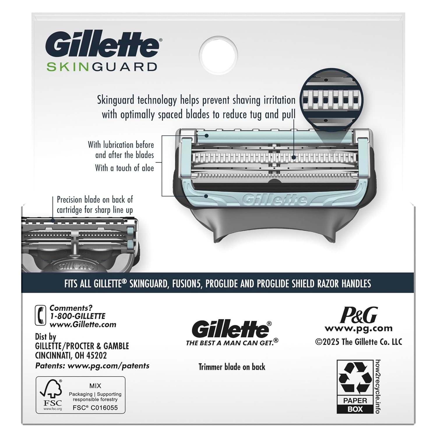 Gillette SkinGuard Blades for Men – Soothing Morning Shave Ritual, 8 Refill Cartridges for Sensitive Skin