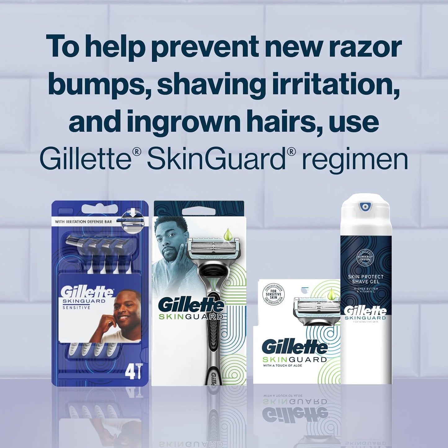 Gillette SkinGuard Blades for Men – Soothing Morning Shave Ritual, 8 Refill Cartridges for Sensitive Skin