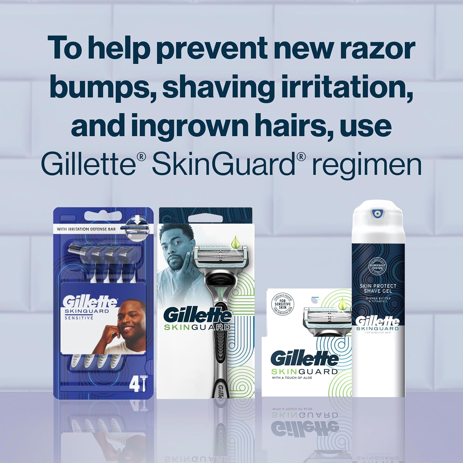 Gillette SkinGuard Blades for Men – Soothing Morning Shave Ritual, 8 Refill Cartridges for Sensitive Skin