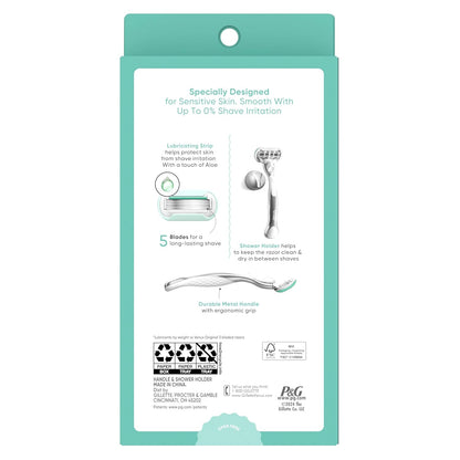 Gillette Venus Extra Smooth Sensitive Razor – Birthday Gift for Her, Sensitive Skin Starter Kit with Shower Holder