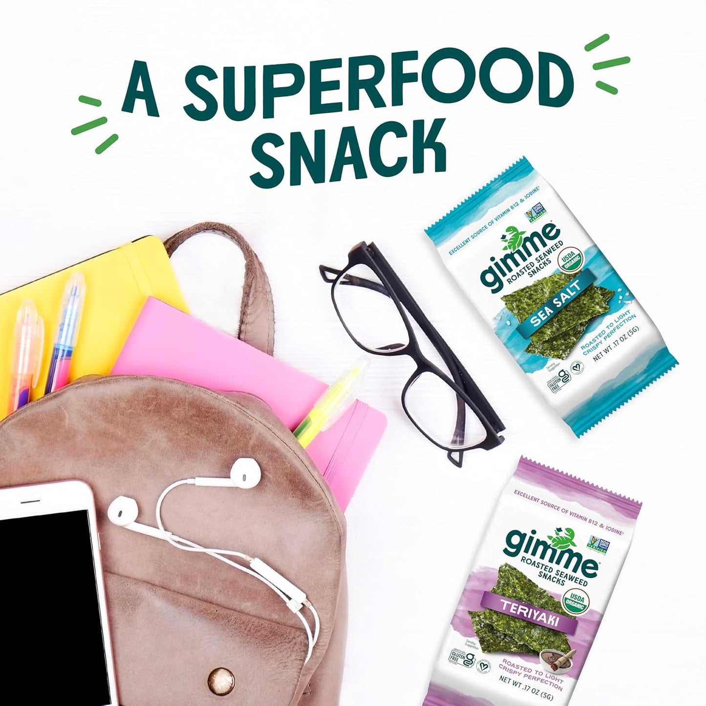 Gimme Organic Seaweed Snack – Lightweight 5g Packs for Hiking, Camping, and Backpacking Adventures