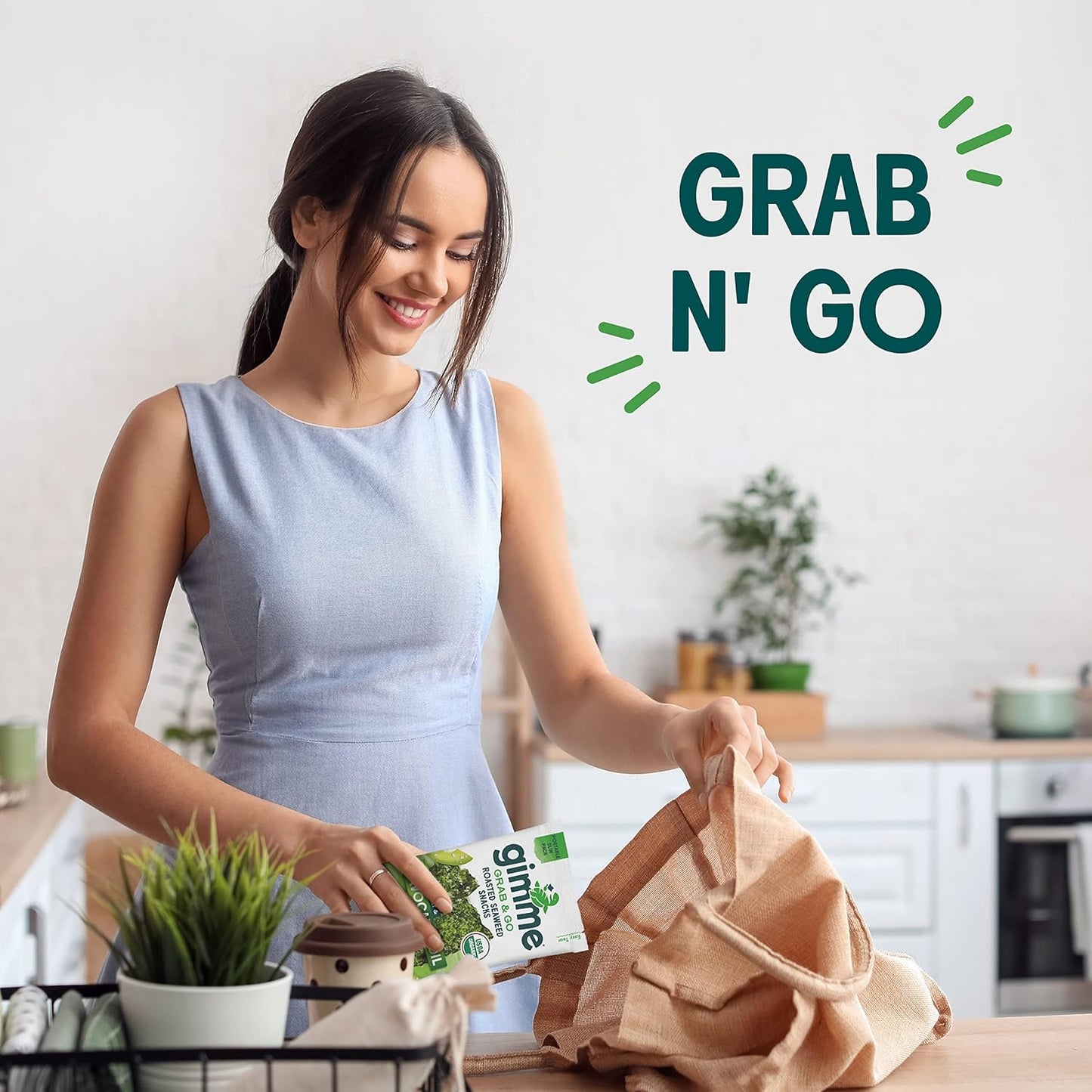 Gimme Seaweed Organic Roasted Seaweed Snacks for Clean Eating Pantry Keto Vegan Source of Omega-3 5 Count
