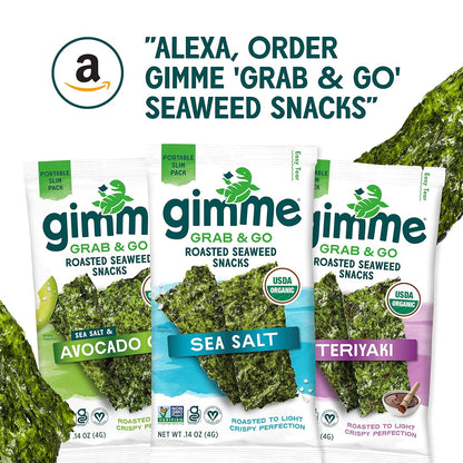 Gimme Seaweed Organic Roasted Seaweed Snacks for Clean Eating Pantry Keto Vegan Source of Omega-3 5 Count