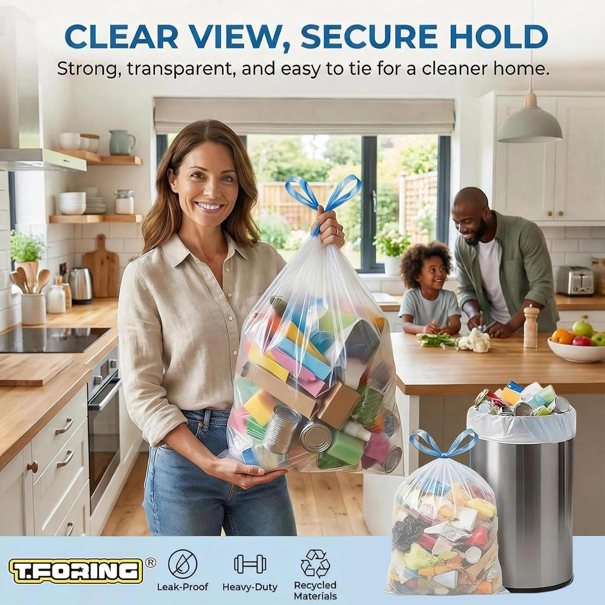 GlacierGear Designer Look Small Trash Bags 4 Gallon Drawstring – Coordinated Bedroom and Vanity Wastebasket Liner, HDPE