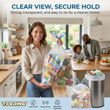GlacierGear Designer Look Small Trash Bags 4 Gallon Drawstring – Coordinated Bedroom and Vanity Wastebasket Liner, HDPE
