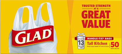 Glad 13 Gallon Handle-Tie Garbage Bags, No Added Scent for Allergy-Conscious Kitchens