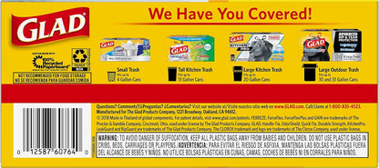 Glad 13 Gallon Handle-Tie Garbage Bags, No Added Scent for Allergy-Conscious Kitchens