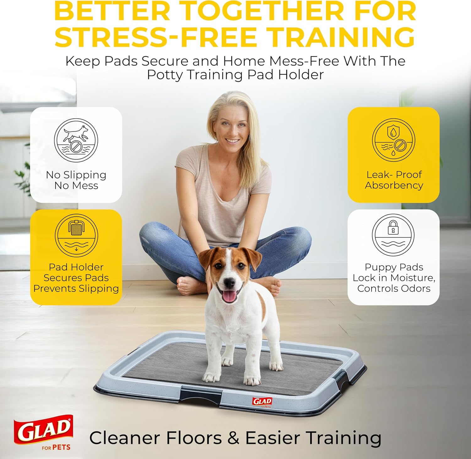 Glad for Pets Black Charcoal Puppy Pads - Thoughtful Gift for Senior Dog Owners, Anti-Microbial 30 Count