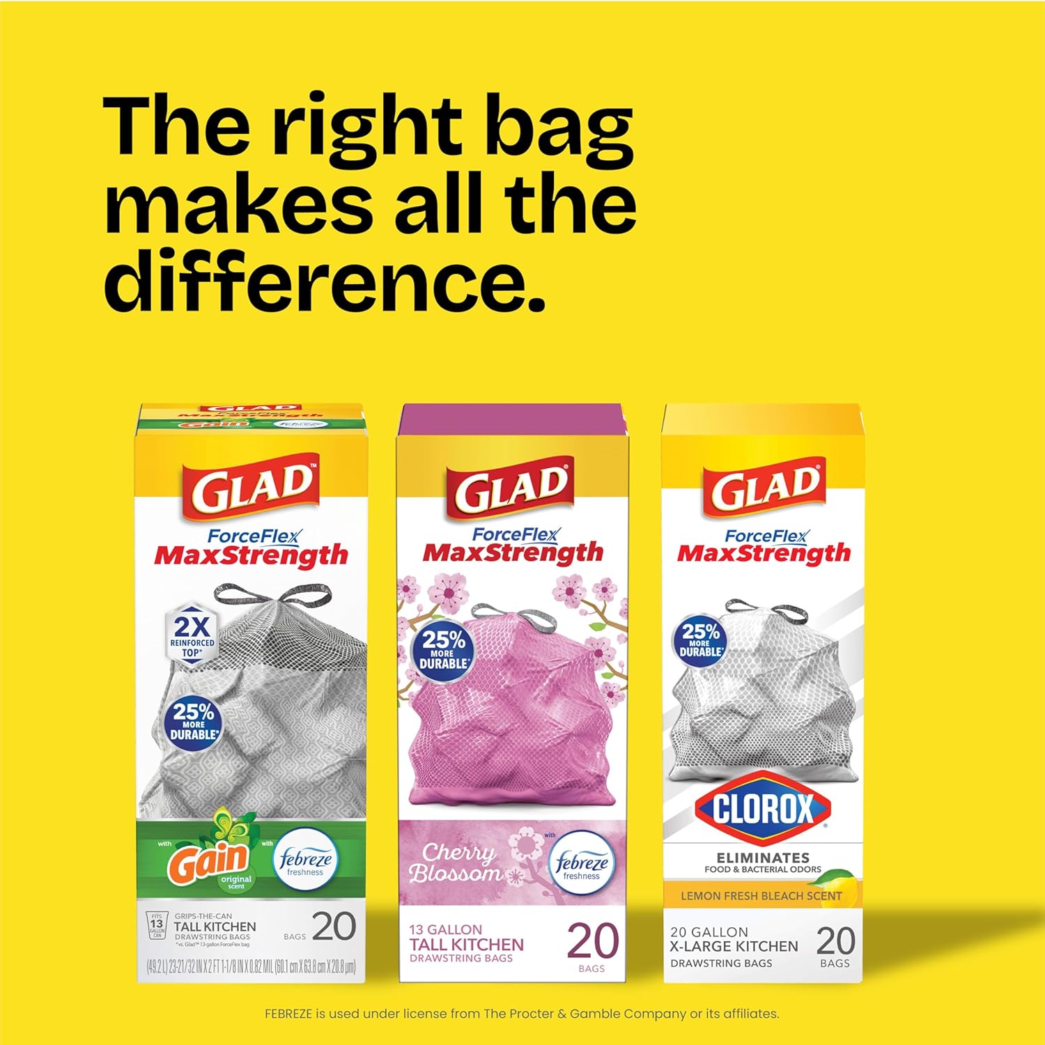 Glad ForceFlex MaxStrength LeakGuard 13 Gallon Bags – Rip-Resistant Seams to Prevent Floor and Counter Accidents