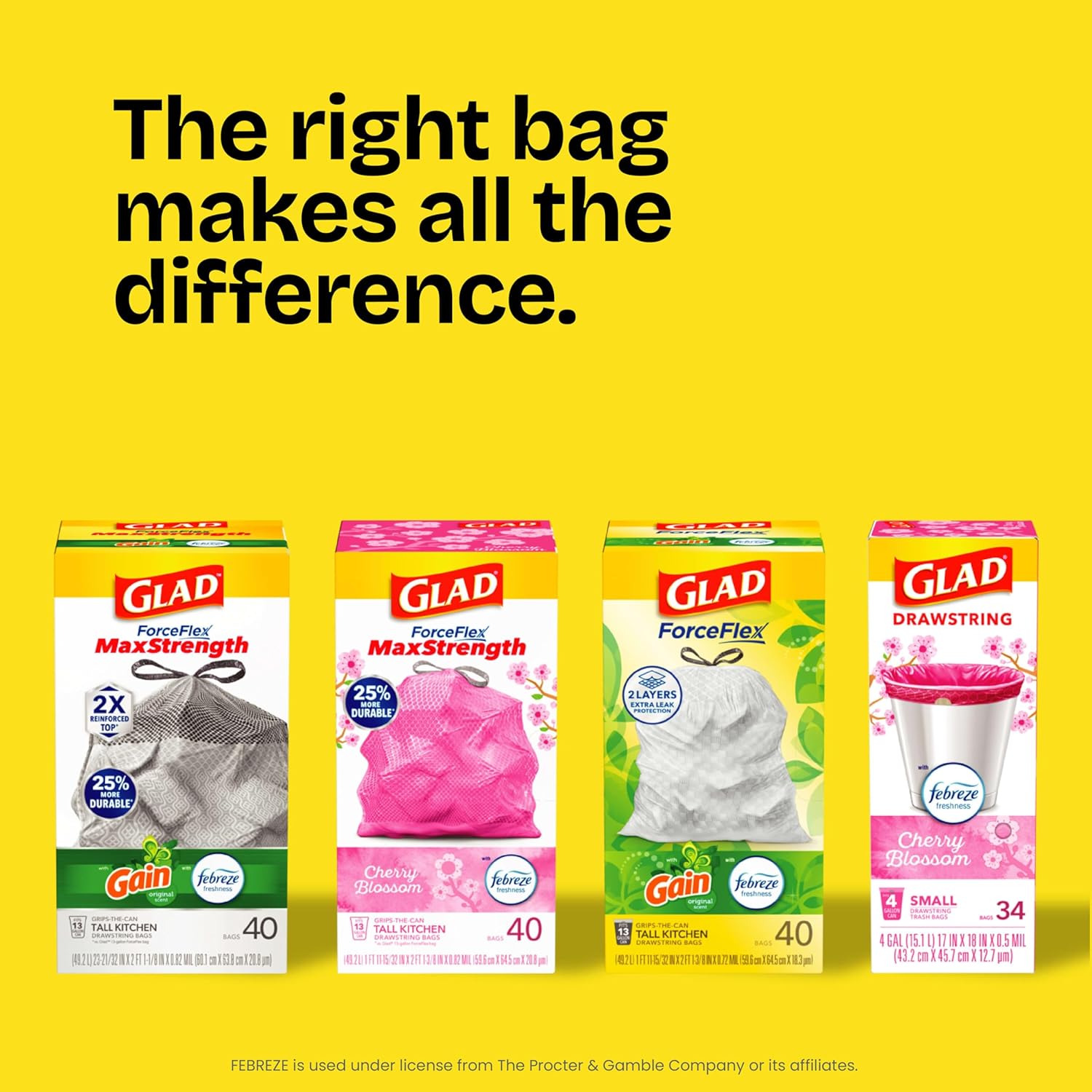 Glad ForceFlex Tall Kitchen Bags, 13 Gallon – Self-Care Kitchen Upgrade, Steady-Release Gain Original