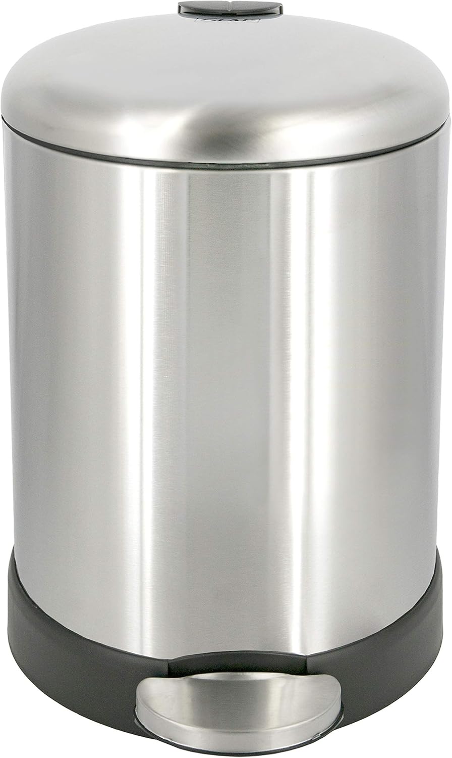Glad Small Hands-Free Garbage Can – Compact Metal Waste Basket for Desk-Side Use During Remote Work