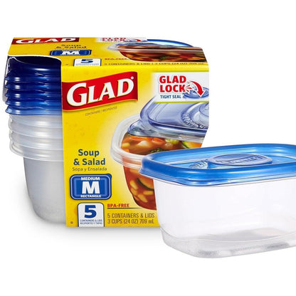 Glad To Go Salad Container with Separate Dressing Cup for Clean Eating, BPA-Free Meal Prep Box