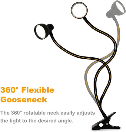 Glocusent Compact Clip Light - Uncluttered Desk Reading Lamp, USB Powered 5ft Cable No Outlet Required