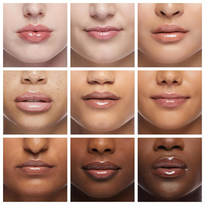 glossy clear finish compatible with all skin tones and lipstick shades