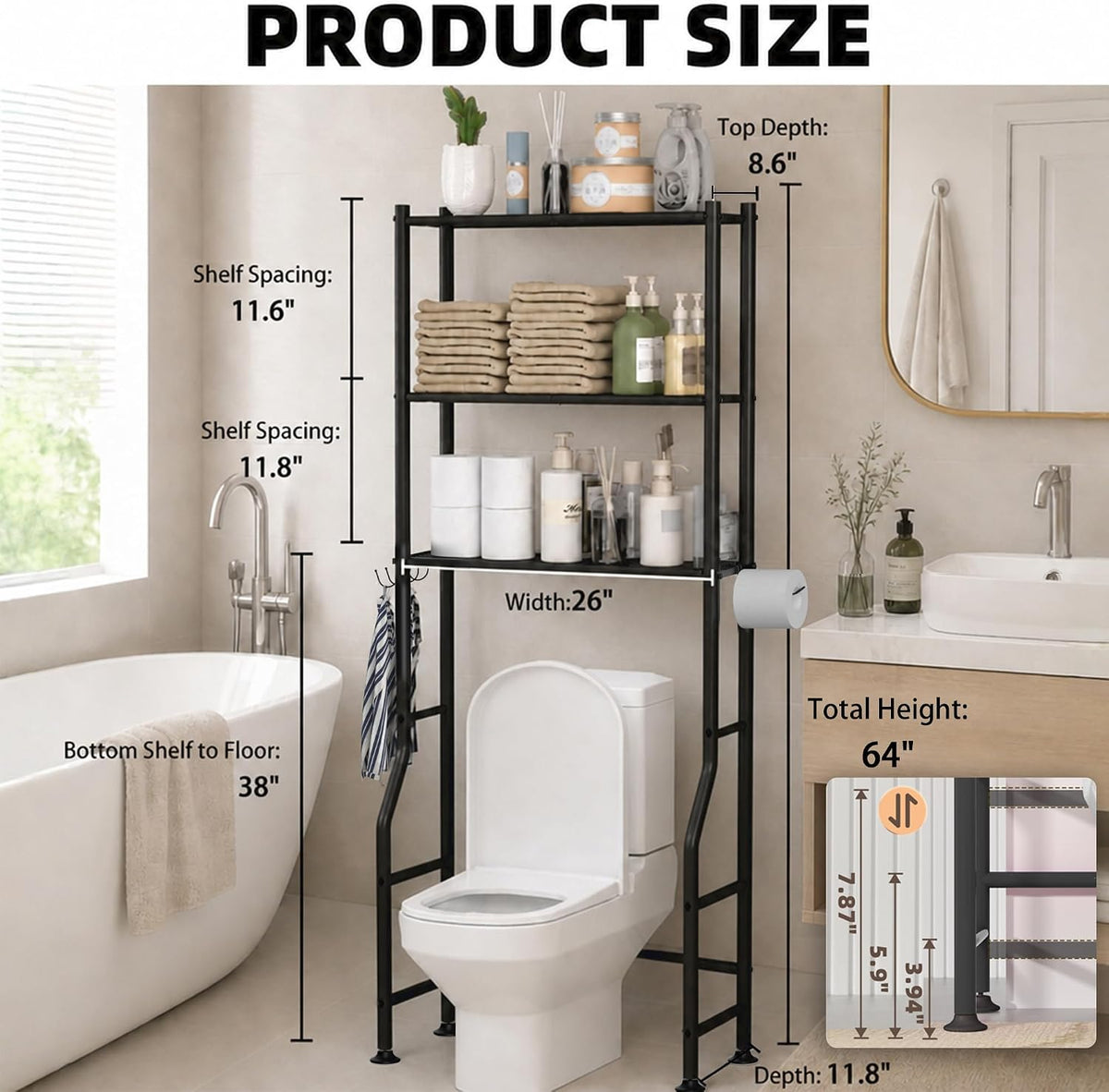 GloTika Over Toilet Organizer – First-Home Move-In Gift for Couples Setting Up a Shared Bathroom