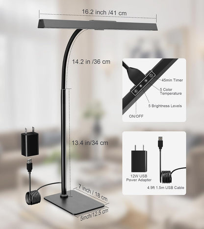 GlowStar Clean-Line LED Desk Lamp for Uncluttered Workspace, Single-Body Aluminum Design with Hidden Touch Controls
