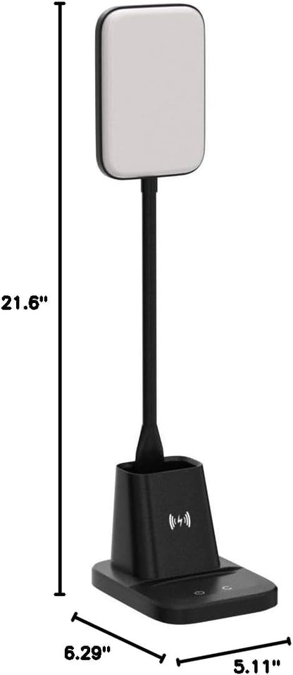 GlowStudio LED Desk Lamp with Pen Holder – Streamlined Wireless Charging Lamp for Less-is-More Home Office Setups