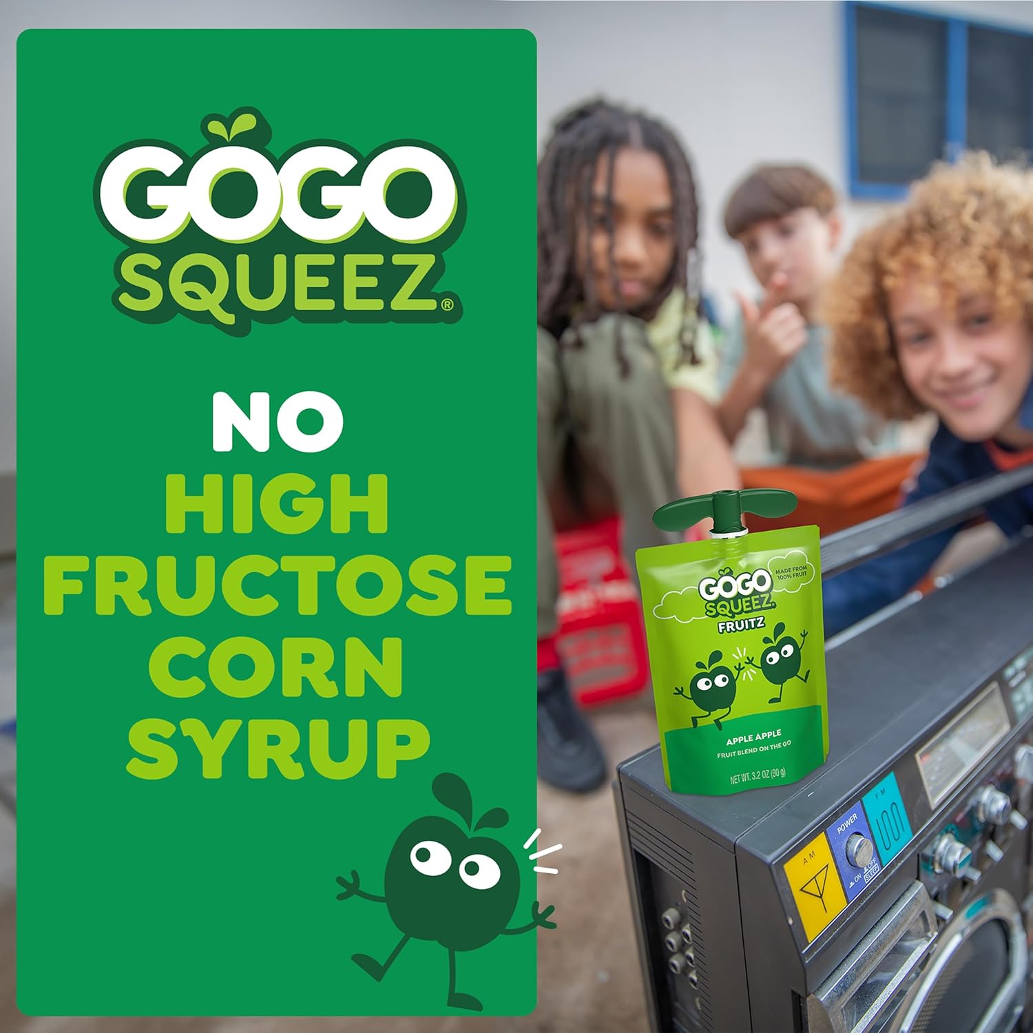 GoGo squeeZ Apple Cinnamon Applesauce Pouches – Lunch Box Snack for Kids, Allergy-Free Fruit Puree Pack of 12