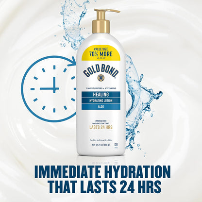 Gold Bond Healing Hydrating Lotion – Aloe & Vitamin Body Cream for Nightly Self-Care Ritual, 24-Hour Moisture