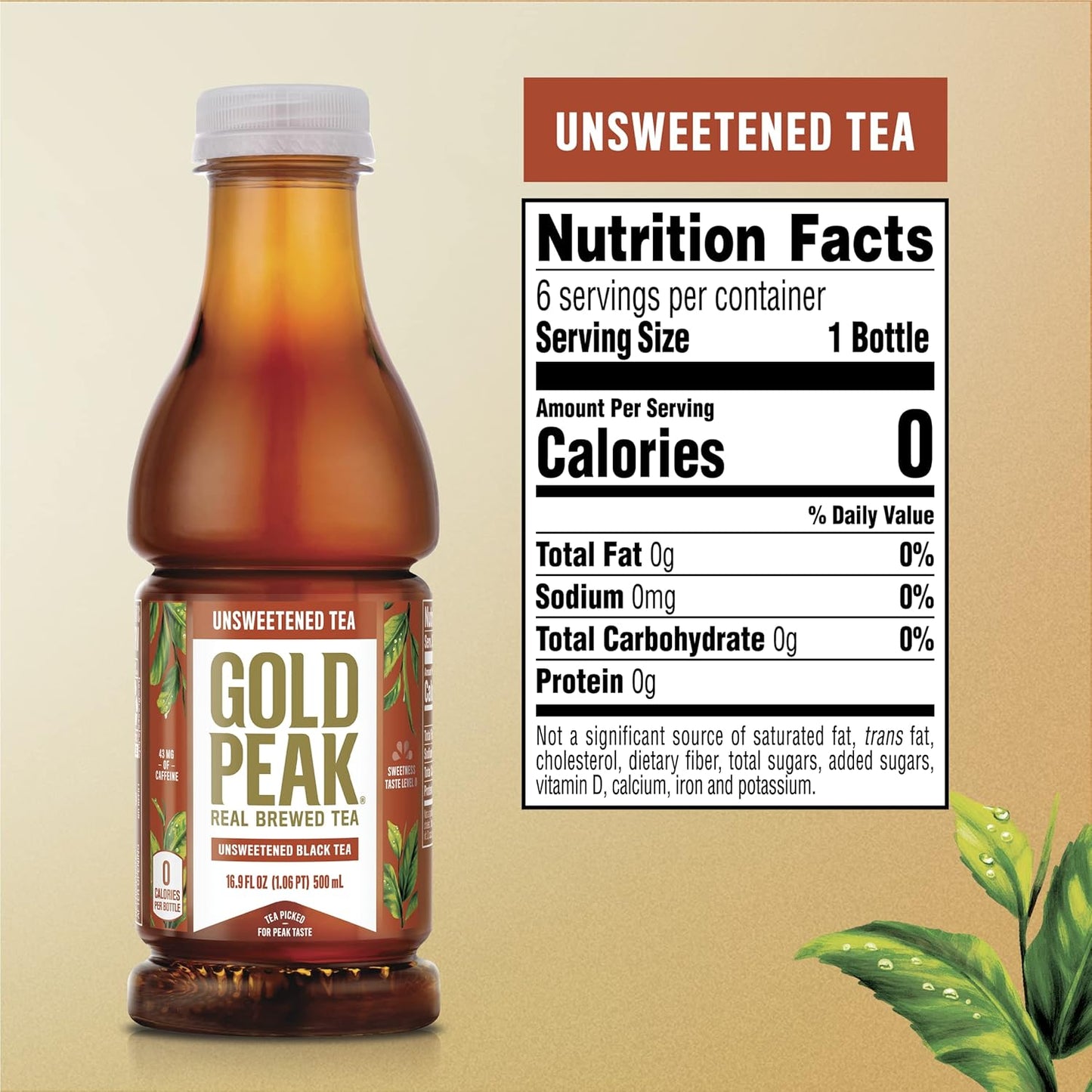 Gold Peak Black Tea – Diabetic-Friendly Beverage for Mindful Living, Brewed 16.9 fl oz 6 Pack