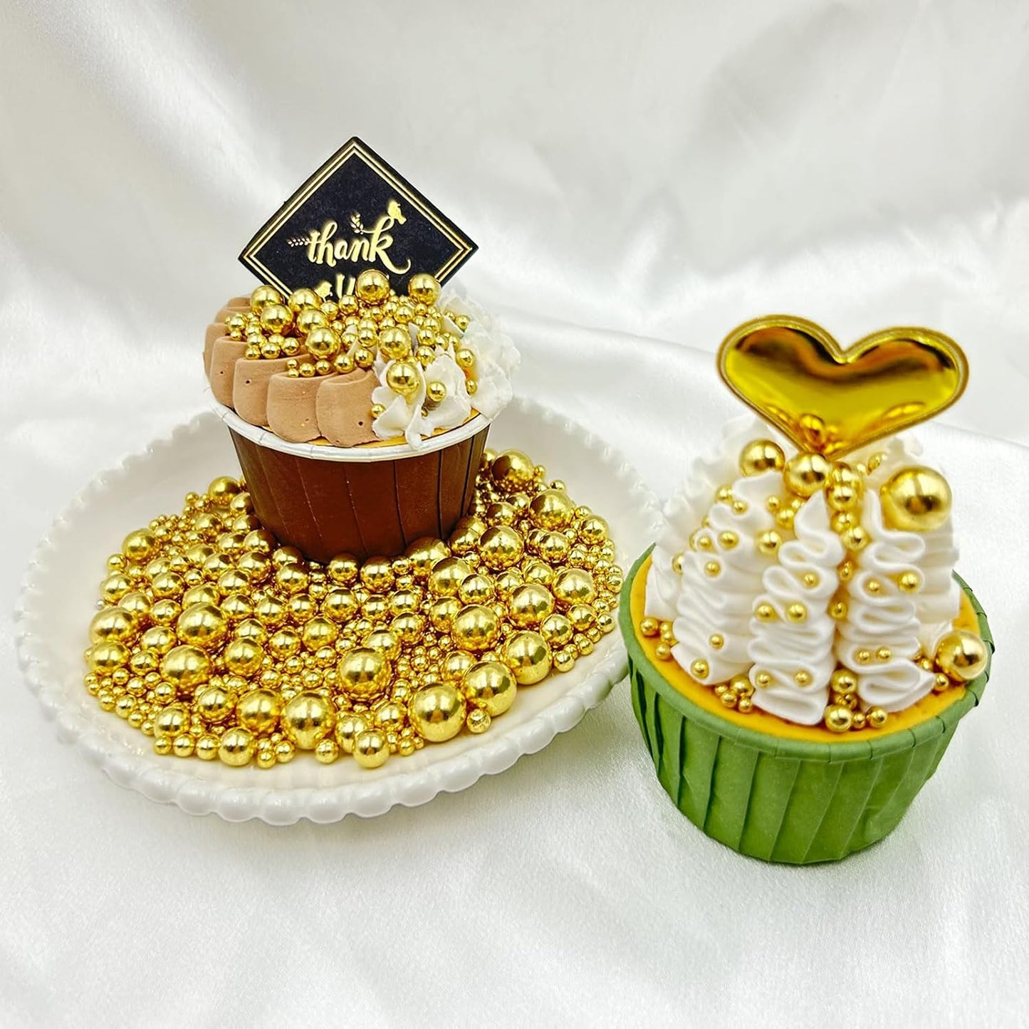 Gold Sprinkles for Cake Decorating – Elegant Birthday Gift for Her, Pearl Sprinkle Set for Home Bakers