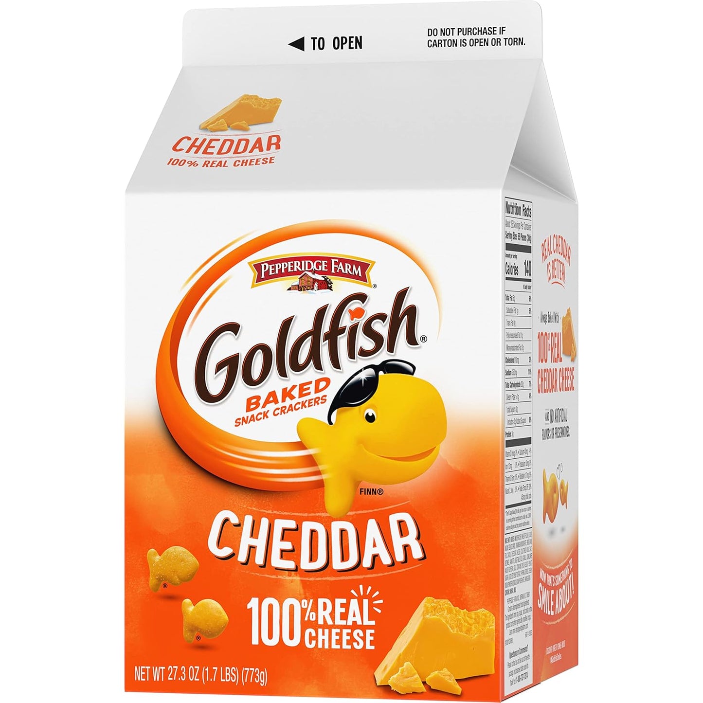 Goldfish Cheddar Cheese Crackers – Real Cheese Snack with No Artificial Flavors for Clean-Eating Pantry Goals, 27.3 oz Family Carton