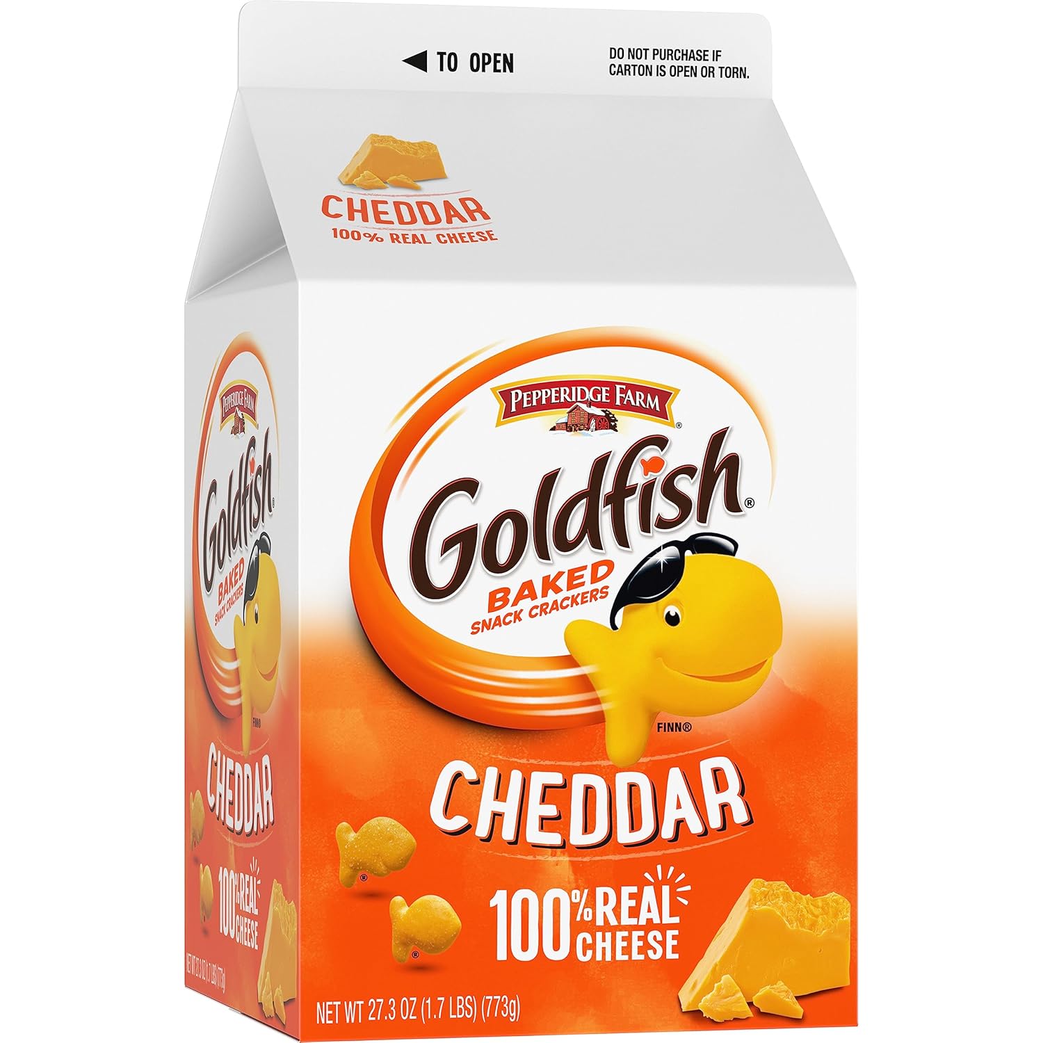 Goldfish Cheddar Cheese Crackers – Real Cheese Snack with No Artificial Flavors for Clean-Eating Pantry Goals, 27.3 oz Family Carton