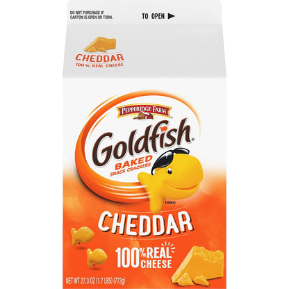 Goldfish Cheddar Cheese Crackers – Real Cheese Snack with No Artificial Flavors for Clean-Eating Pantry Goals, 27.3 oz Family Carton