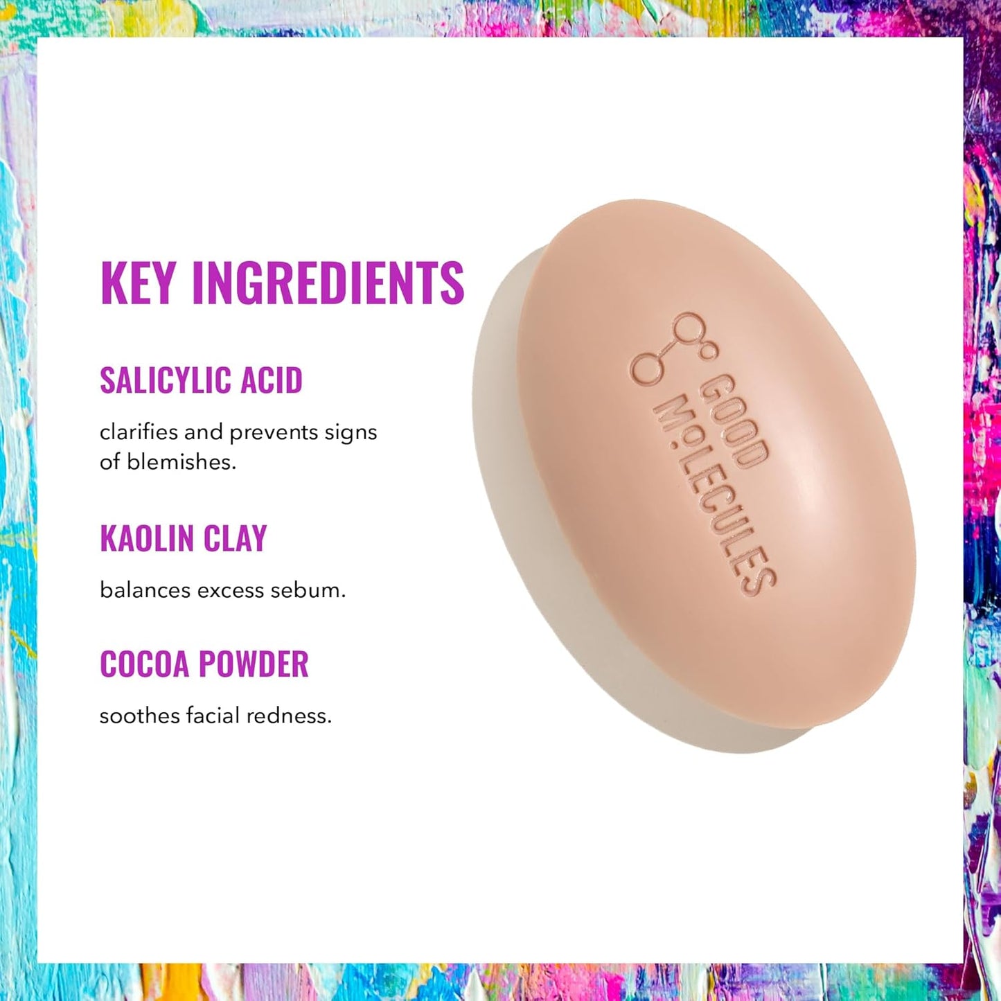 Good Molecules Clarify and Cleanse Bar — Single-Bar Face and Body Cleanser for Clutter-Free Vanities