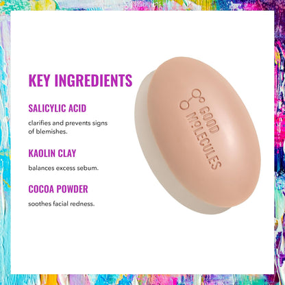 Good Molecules Clarify and Cleanse Bar — Single-Bar Face and Body Cleanser for Clutter-Free Vanities