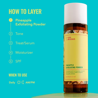 Good Molecules Pineapple Exfoliating Powder - Thoughtful Birthday Gift for Her, Vegan Skincare Set for Sensitive Skin Lovers