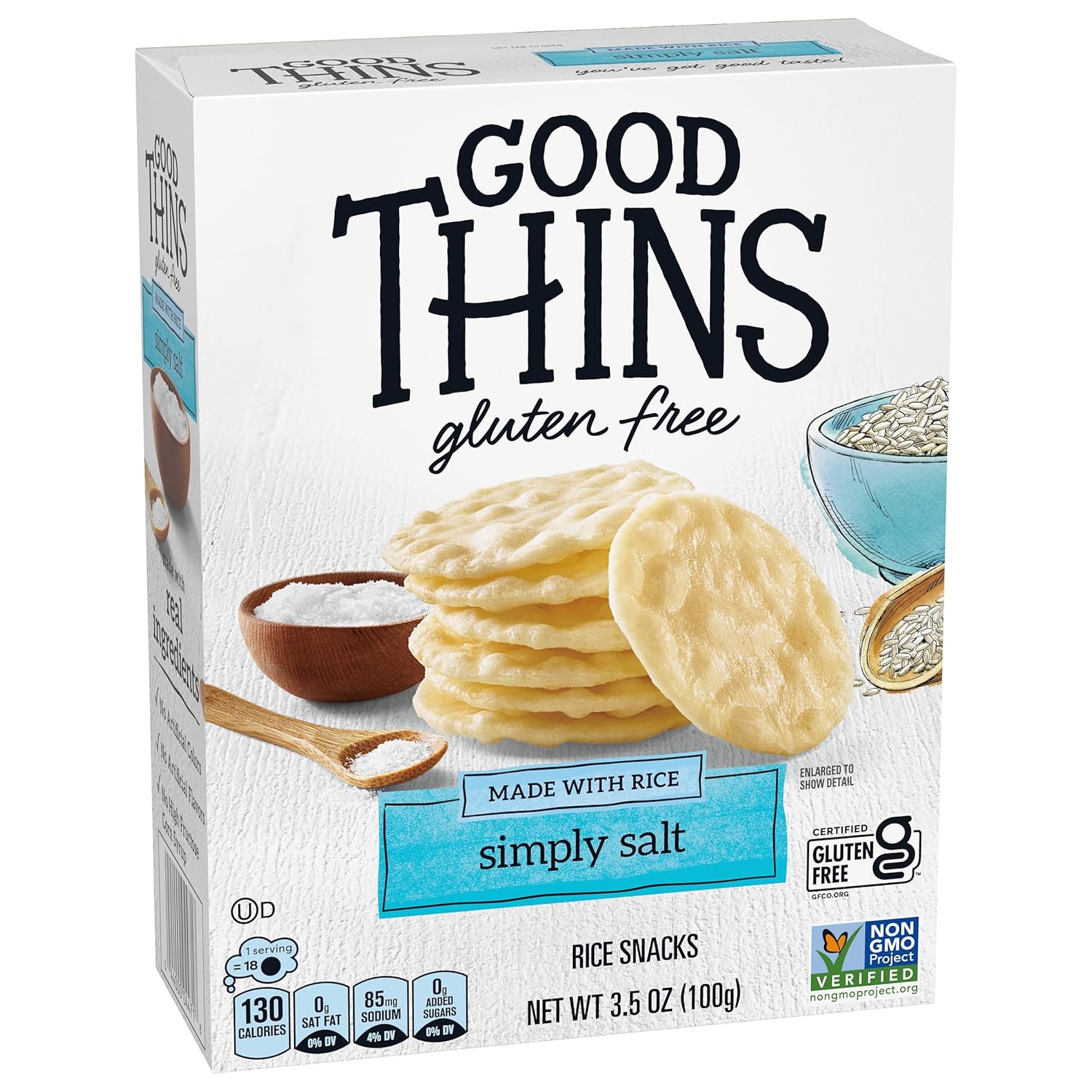 Good Thins Simply Salt Rice Snacks Gluten Free Crackers for Streamlined Pantry, Simply Salted Versatile Everyday Cracker