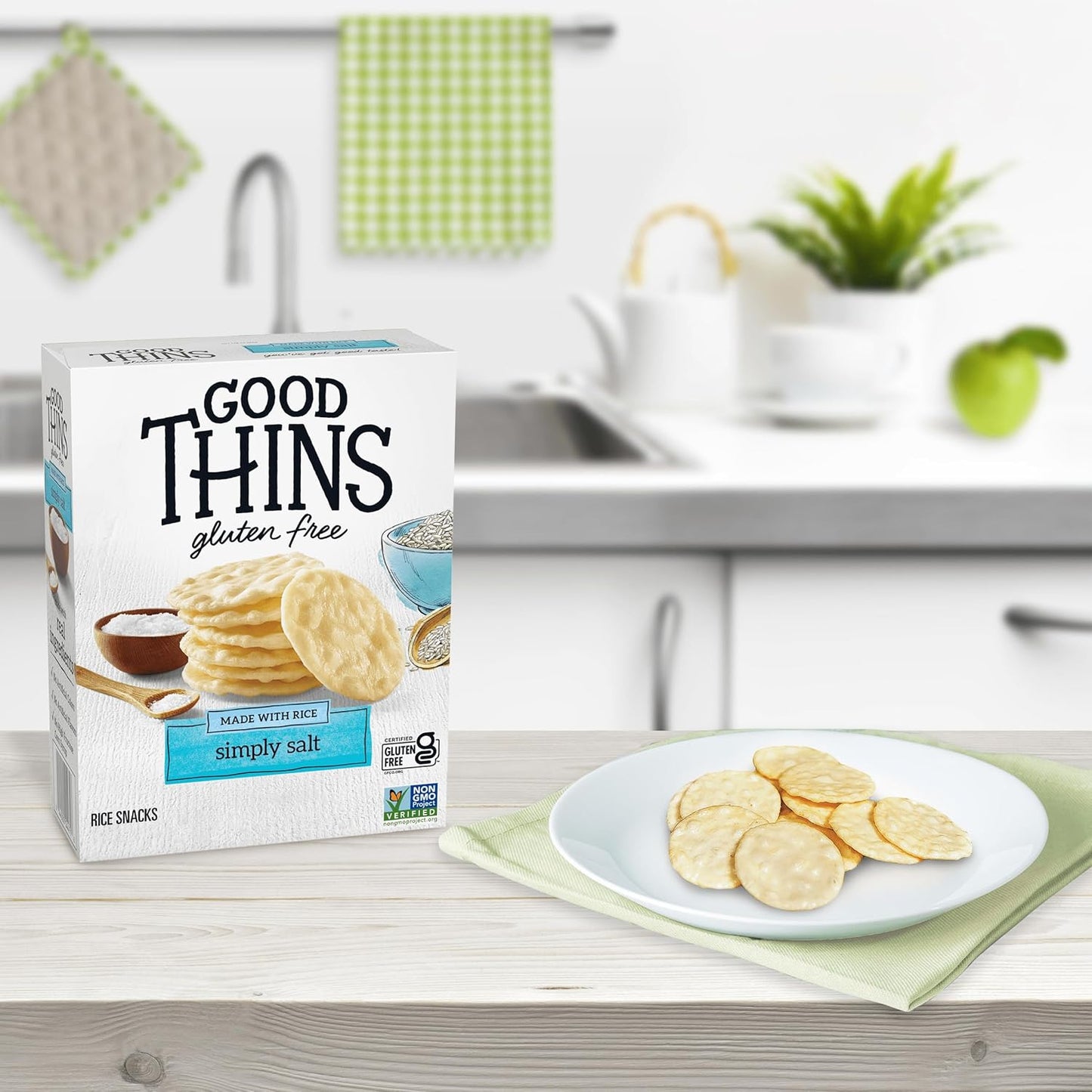 Good Thins Simply Salt Rice Snacks Gluten Free Crackers for Streamlined Pantry, Simply Salted Versatile Everyday Cracker